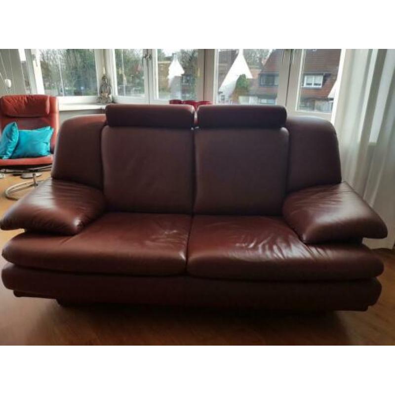 Bordeau rood runder leer bankstel
