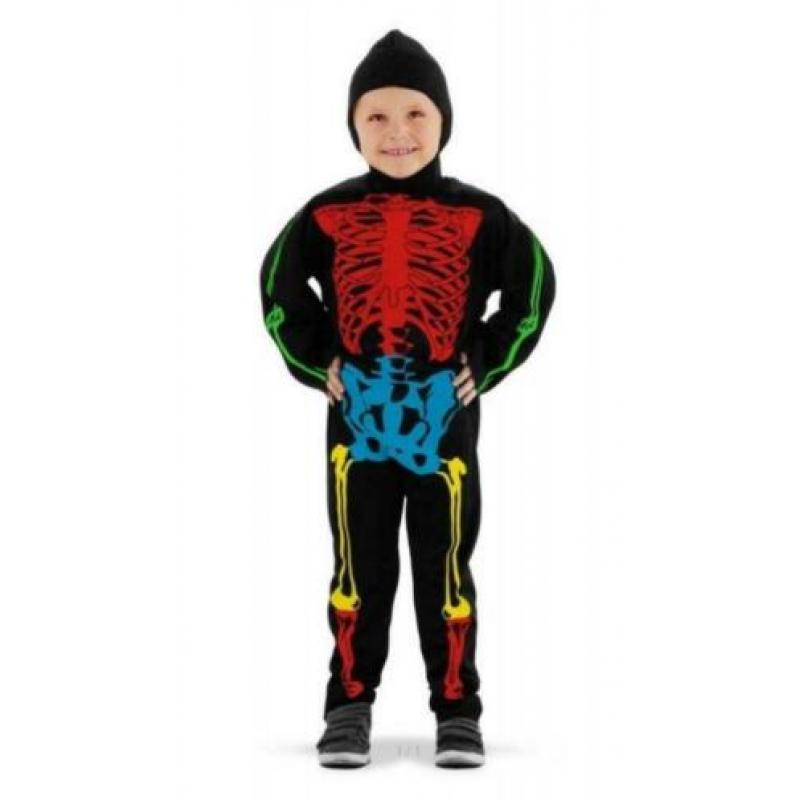 Leuk zwart/blauw/rood/geel SKELET/HALLOWEEN/GRIEZEL pak (2 s