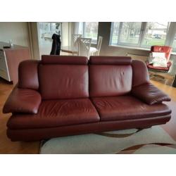 Bordeau rood runder leer bankstel