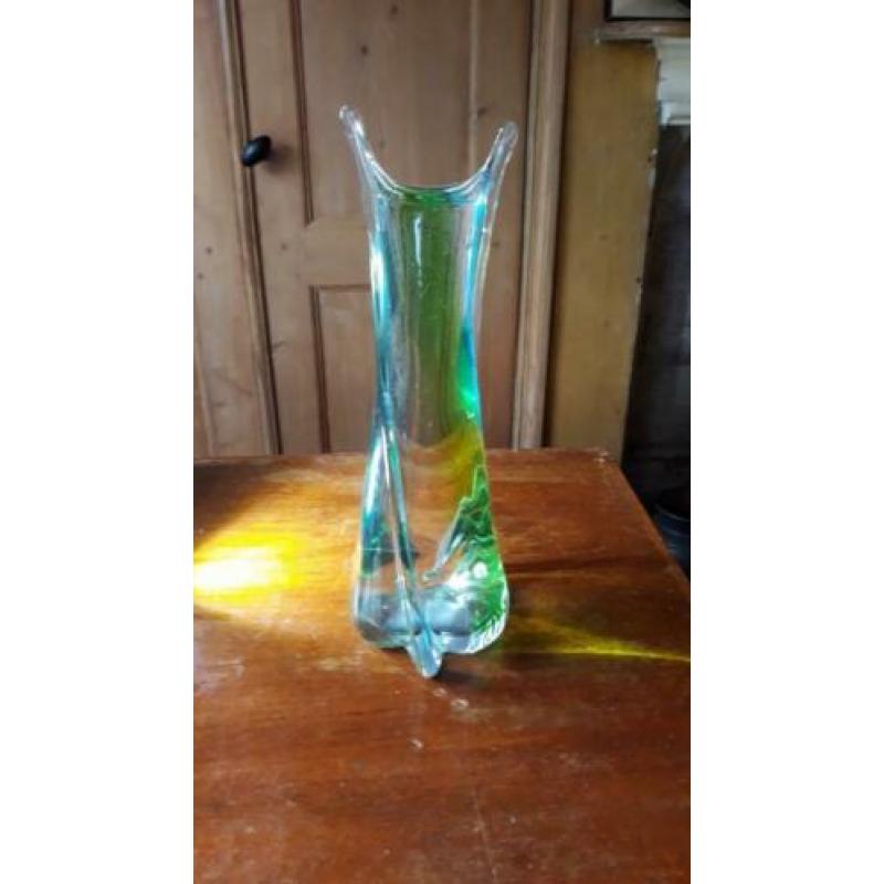 Prachtige groen blauwe Murano vaas