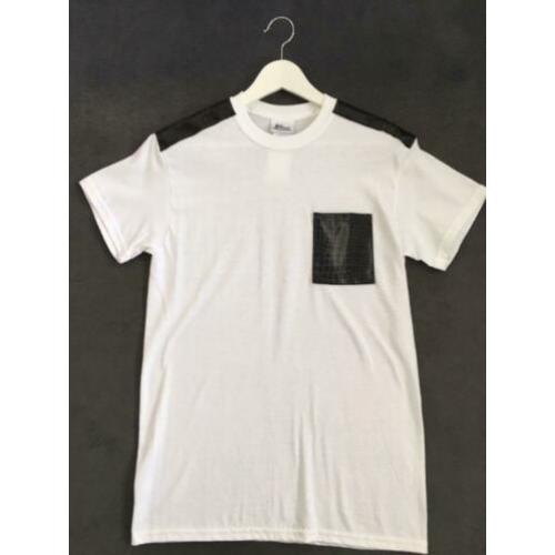Witte t-shirts met imitatie leer