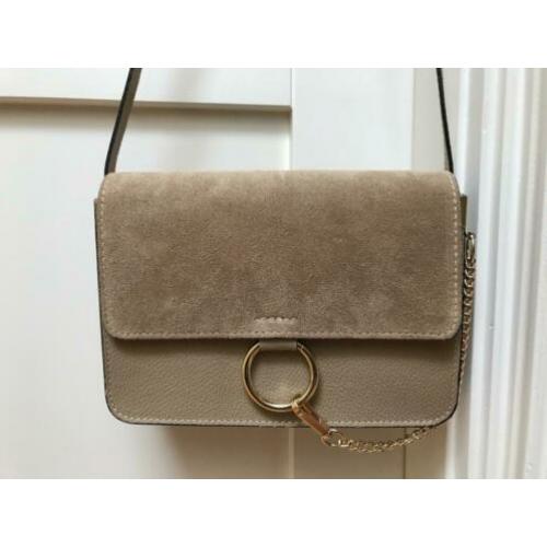 Tas leer suède beige zo goed als nieuw