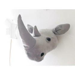 Nieuw! Pluche dierenkop Neushoorn. Wanddecoratie.Kinderkamer