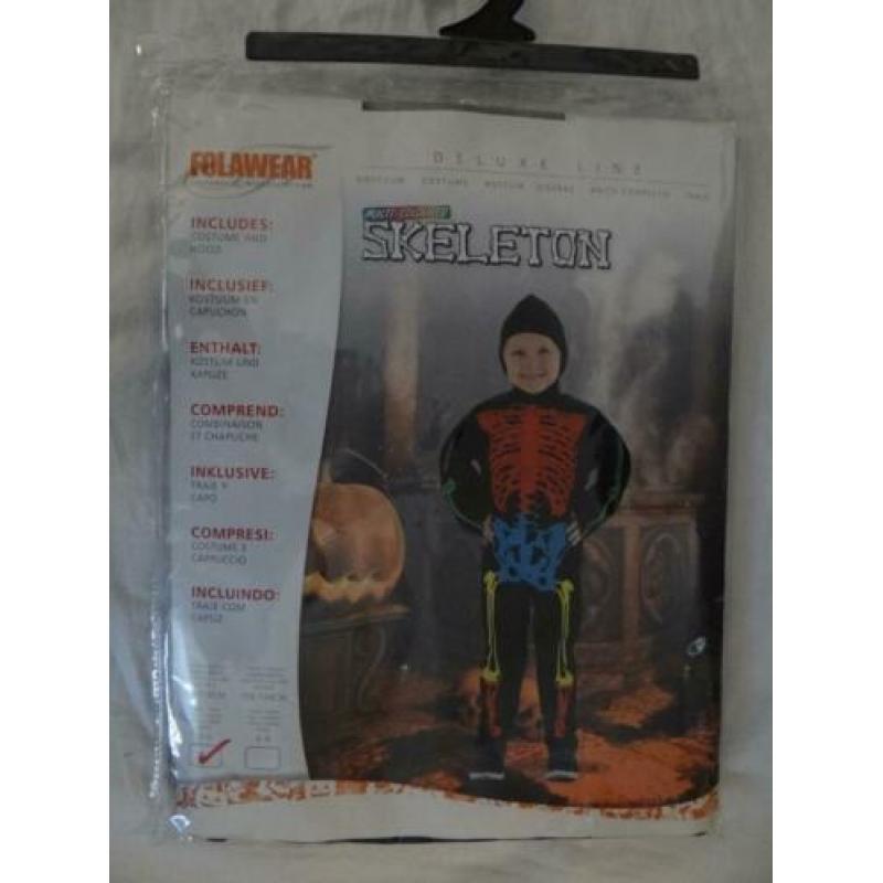 Leuk zwart/blauw/rood/geel SKELET/HALLOWEEN/GRIEZEL pak (2 s