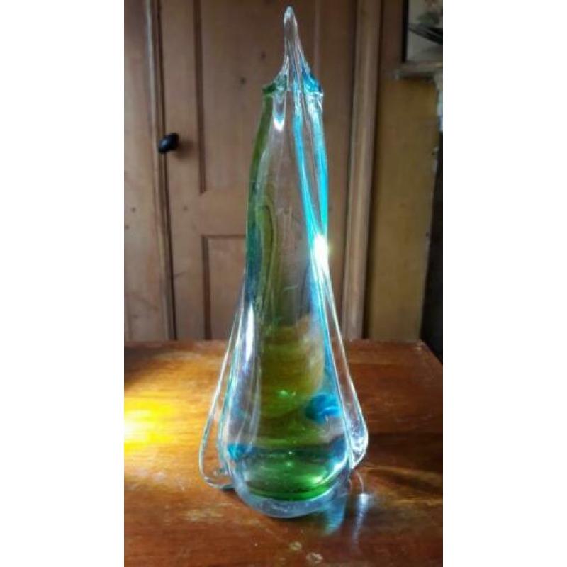 Prachtige groen blauwe Murano vaas