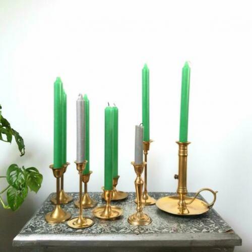 Prachtige set messing koperen kandelaars 9 stuks