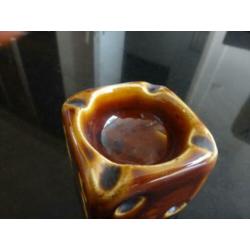 asbak, Brugerolle cognac, bruin, dobbelsteen, 6,5 x 6,5 cm