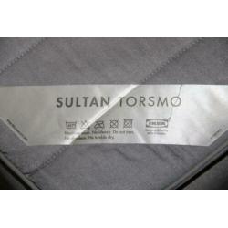 Grenen Ikea Sultan Torsmo grijs boxspring en matras. 200x90