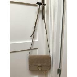 Tas leer suède beige zo goed als nieuw