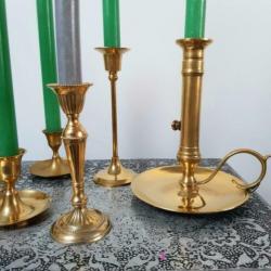 Prachtige set messing koperen kandelaars 9 stuks