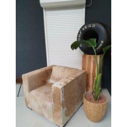 Prachtige luxe fauteuil koeienleer. 90x90x70 cm