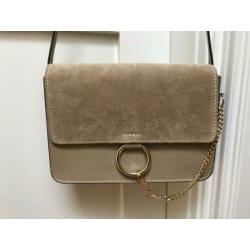 Tas leer suède beige zo goed als nieuw