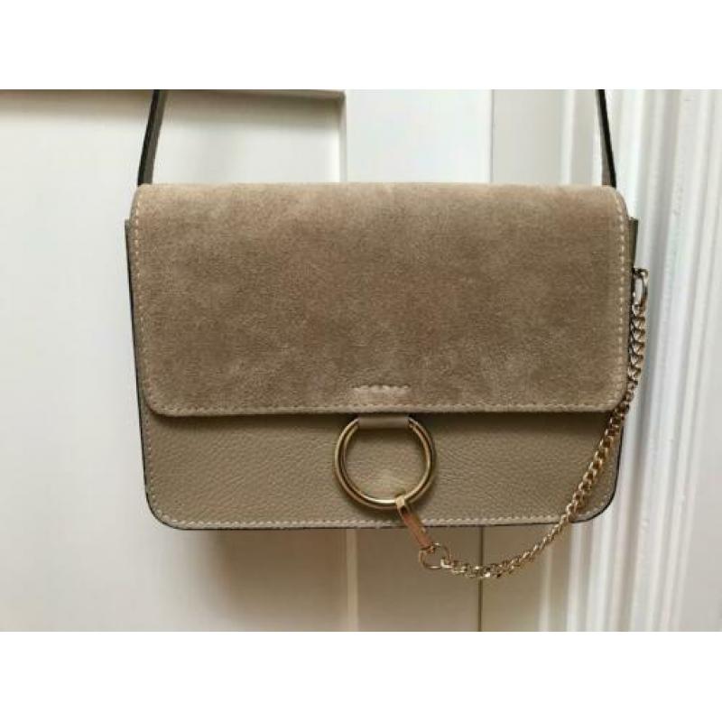 Tas leer suède beige zo goed als nieuw