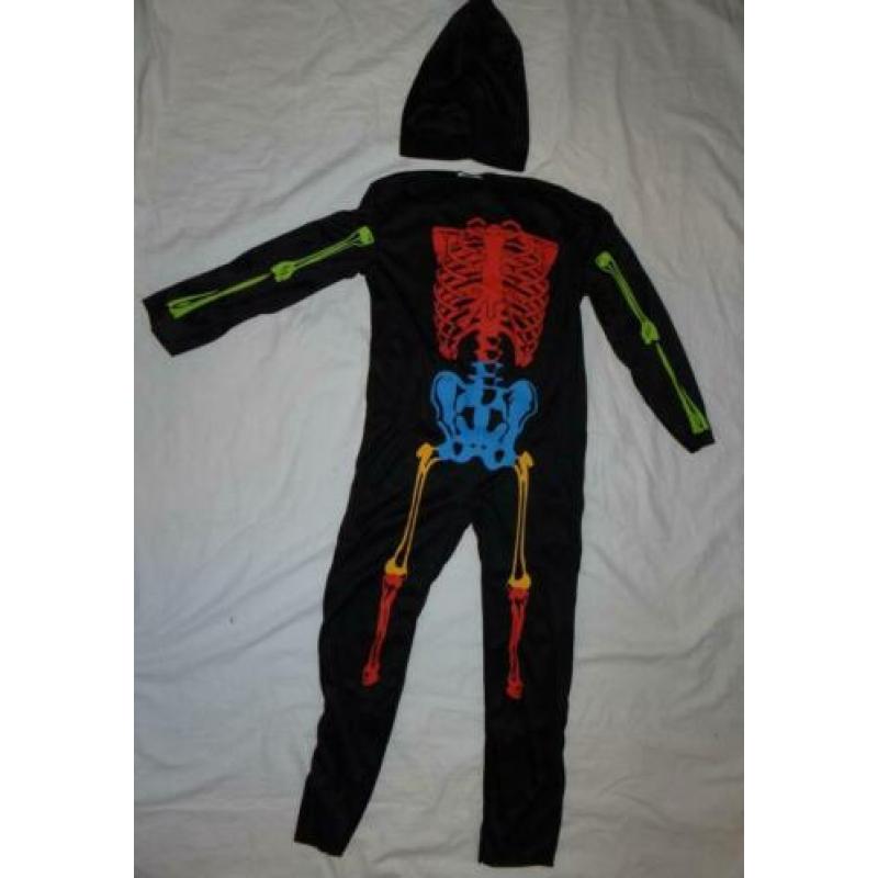 Leuk zwart/blauw/rood/geel SKELET/HALLOWEEN/GRIEZEL pak (2 s
