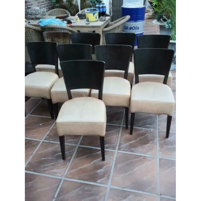 Horeca stoelen 9 van ieder totaal bij mekaar 18 stuks .