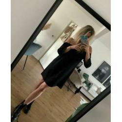 Off shoulder festival boho bohemian jurk zwart maat M EGF