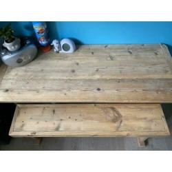 Steigerhouten tafel/bureau met bank