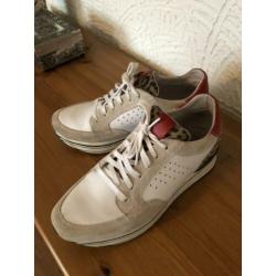 Sneakers écht leer kl wit met luipaard print mt 40