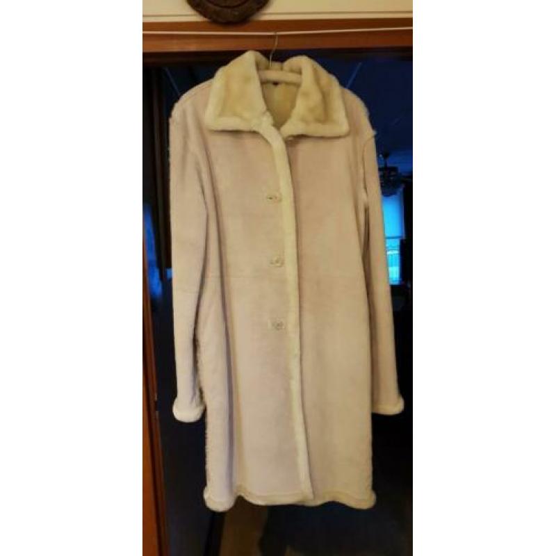 Lederen Suède creme witte jas NIEUW mt 46