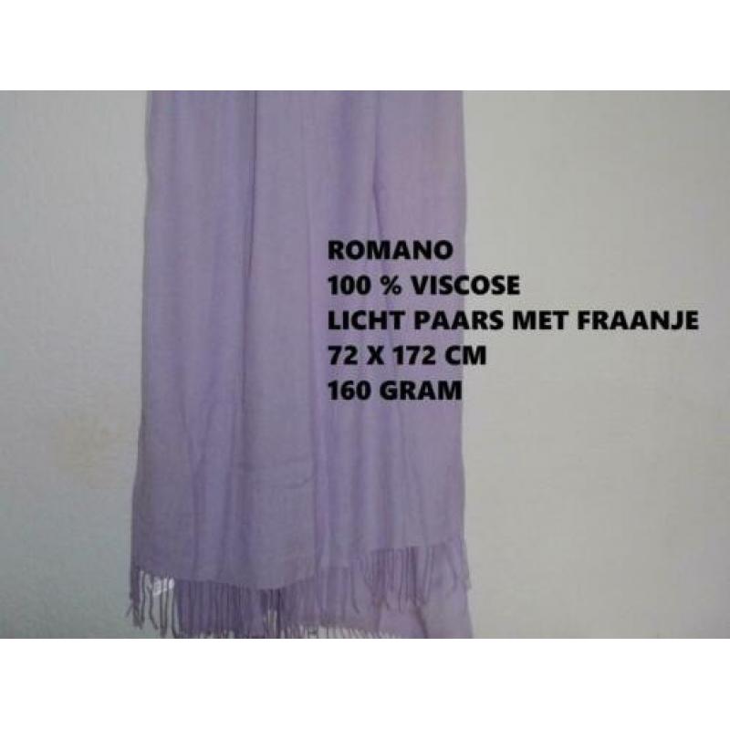 Sjaal met franje - romano - paars - 72x172 cm