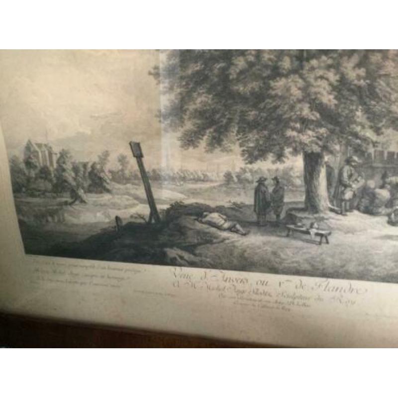 Antieke grote gravure ets J.Ph. Le Bas, Vue d’Anvers