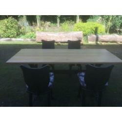 Massieve eiken tafel kan zowel binnen als buiten 195x85