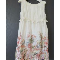 ZARA - ecru jurkje met bloemen - 116