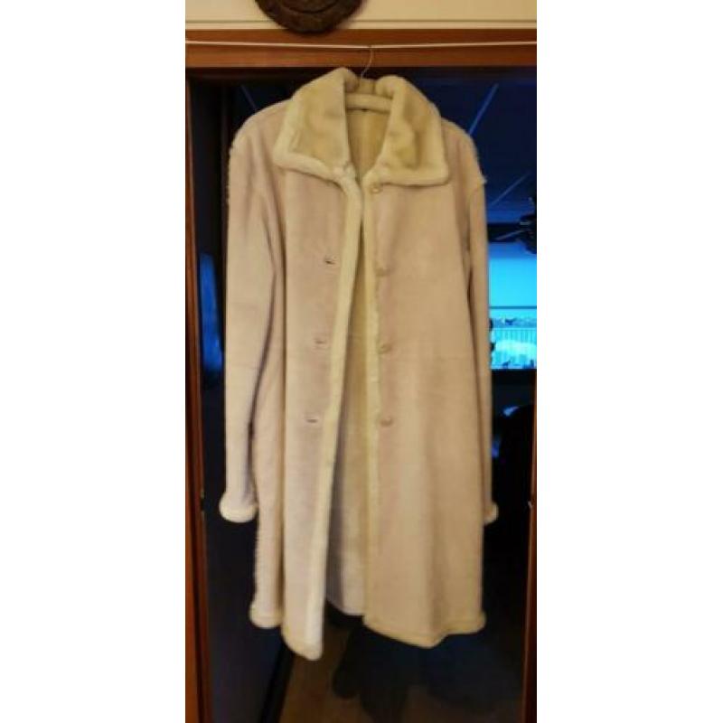 Lederen Suède creme witte jas NIEUW mt 46