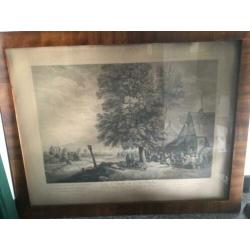 Antieke grote gravure ets J.Ph. Le Bas, Vue d’Anvers