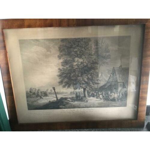 Antieke grote gravure ets J.Ph. Le Bas, Vue d’Anvers