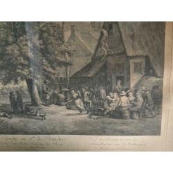 Antieke grote gravure ets J.Ph. Le Bas, Vue d’Anvers