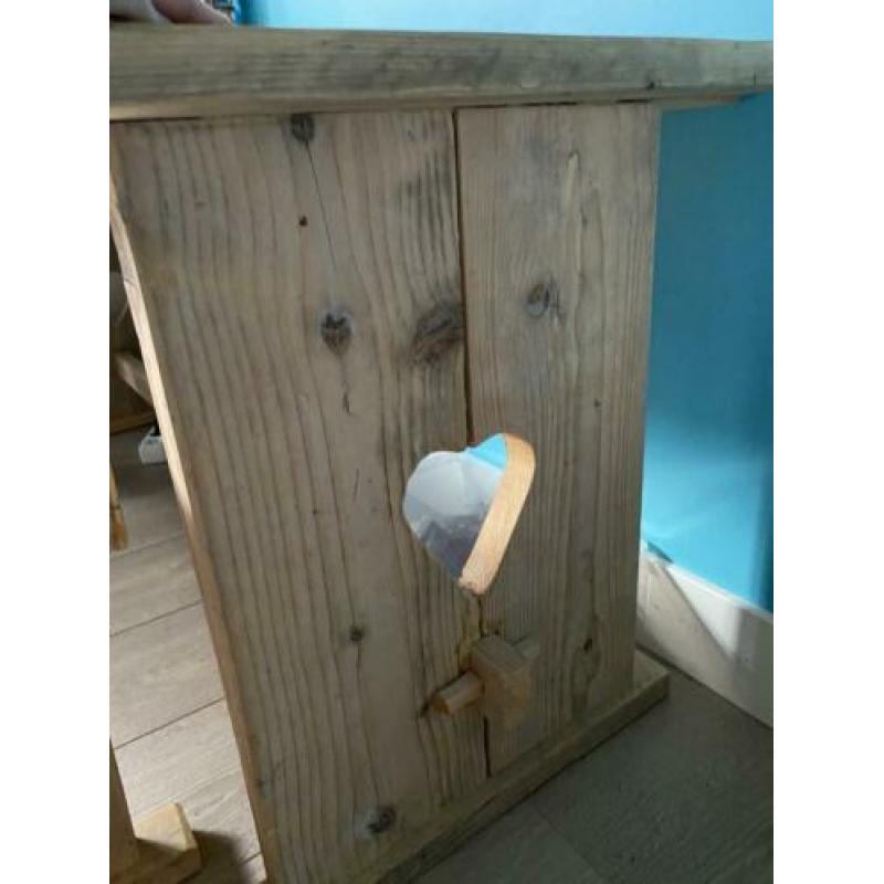 Steigerhouten tafel/bureau met bank