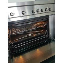 Zeer goed gasfornuis RvS smeg 5_pits 90cm oven zéér staat