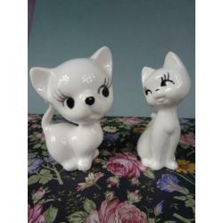 Prachtige Vintage Katten Poes Poezen beeldig beeldjes 2 stk