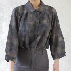Vintage blouse grijs paars beige