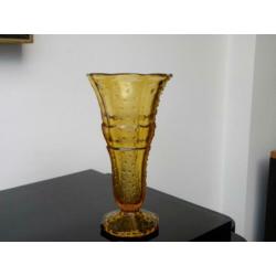 Hoge Art deco vaas Scailmont/Val St Lambert amber