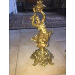 Koppel bronzen olielampen.