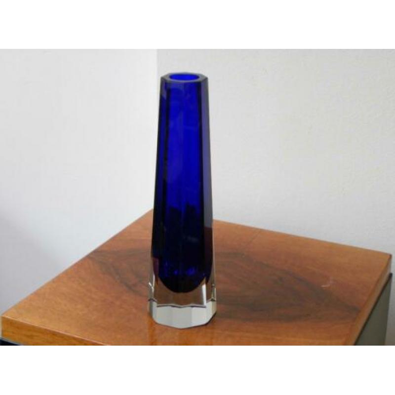 Moser/Murano Sixties Design vaas blauw/kristal