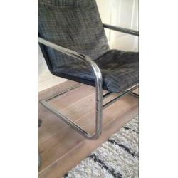 2 Chromen buisframe stoelen- fauteuils.(set)