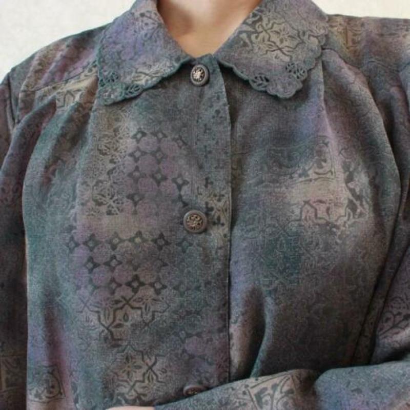 Vintage blouse grijs paars beige
