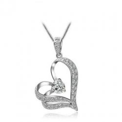 u17 Nieuw mooi 925 zilver Ketting + Hart kristal Gratis ver