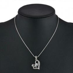 u17 Nieuw mooi 925 zilver Ketting + Hart kristal Gratis ver