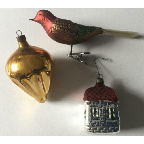 Oude glazen kerstballen ornamenten vintage