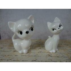 Prachtige Vintage Katten Poes Poezen beeldig beeldjes 2 stk