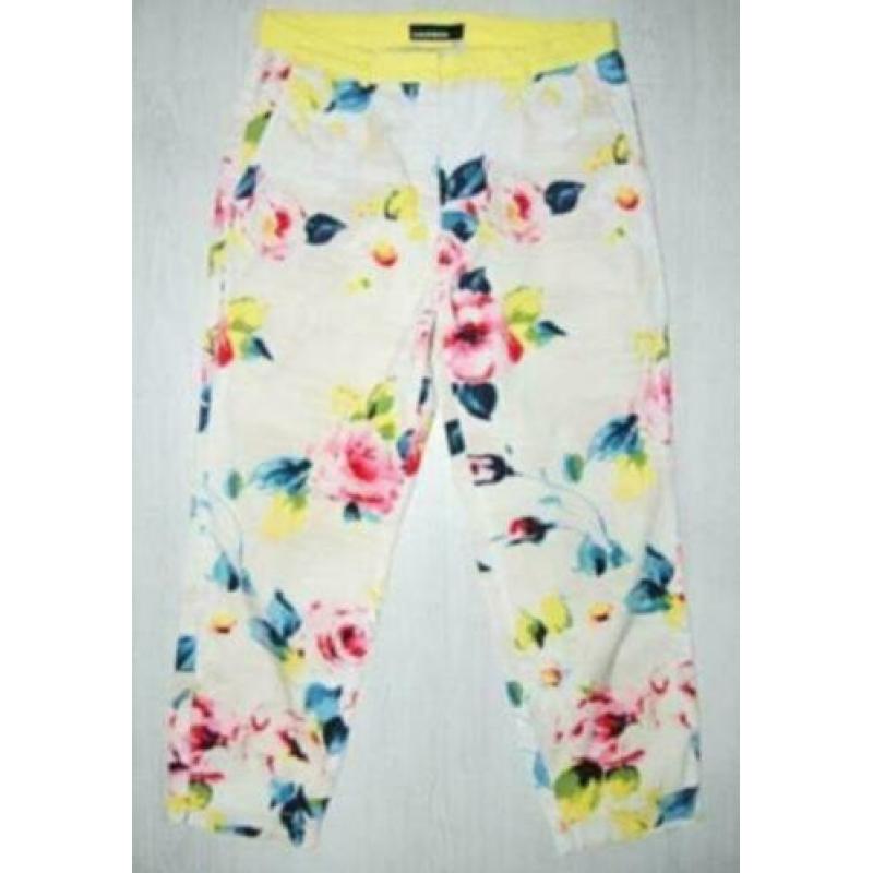 CAMBIO pantalon, broek, Rene cropped, flowers, wit, Mt. 36