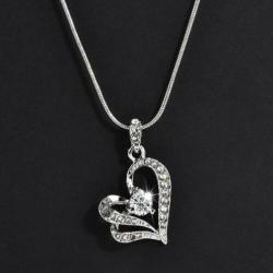 u17 Nieuw mooi 925 zilver Ketting + Hart kristal Gratis ver