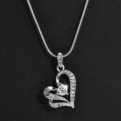 u17 Nieuw mooi 925 zilver Ketting + Hart kristal Gratis ver
