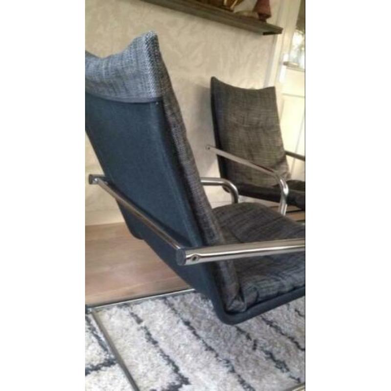 2 Chromen buisframe stoelen- fauteuils.(set)