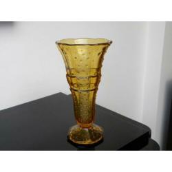 Hoge Art deco vaas Scailmont/Val St Lambert amber