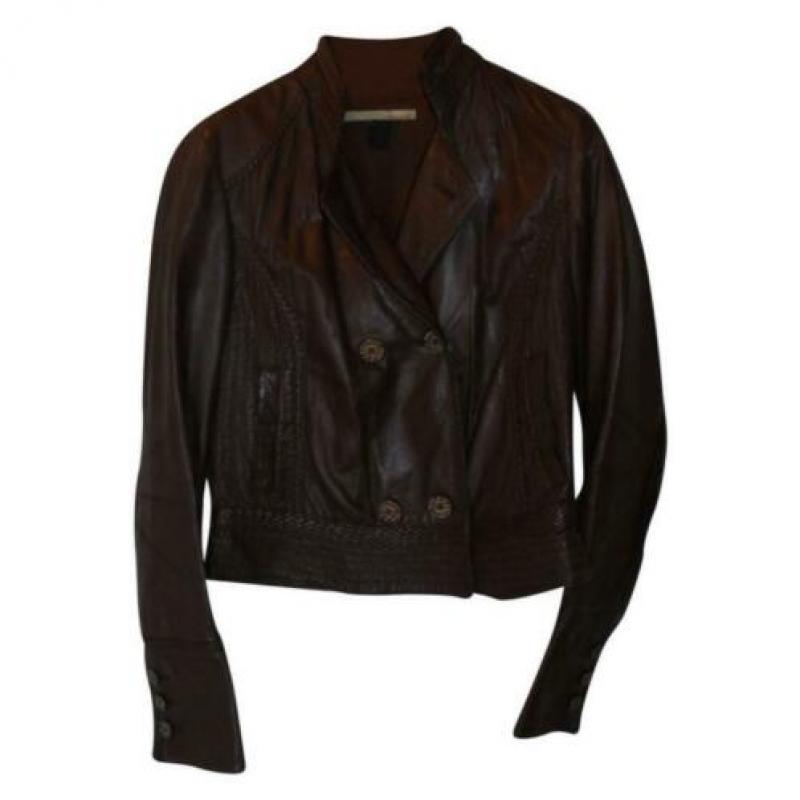 D4A Class Roberto Cavalli leren jas bruin mooi soort vlechtM